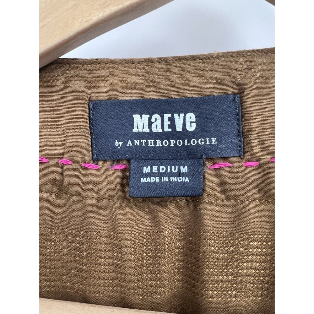 Maeve Anthropologie Liviana Sleeveless Wrap Tunic Embroidered Camel Brown Medium - Picture 5 of 6